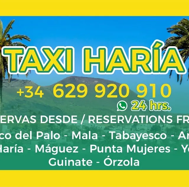 Taxi Carmen Haría tarjeta con información del cliente